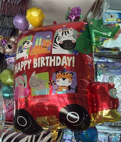 Globo Figura Happy Birthday Camión Animales