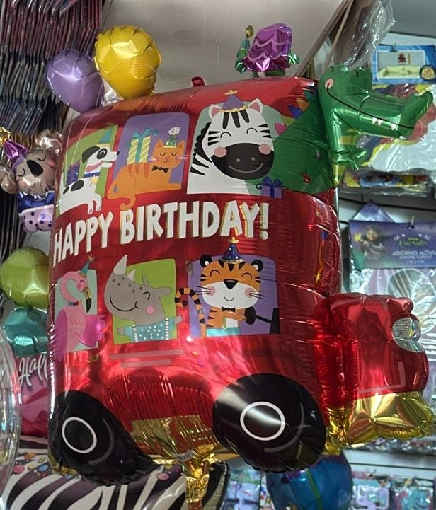 Globo Figura Happy Birthday Camión Animales