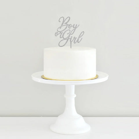 Cake Topper Boy or Girl Plateado
