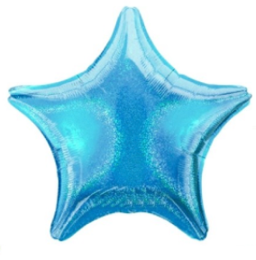 Globo Estrella Azul Turquesa brilloso 22”