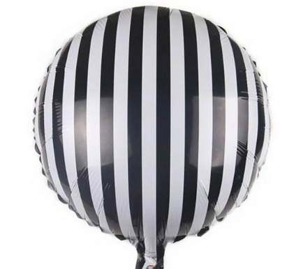 Globo Circulo Rayas negro con blanco 18"