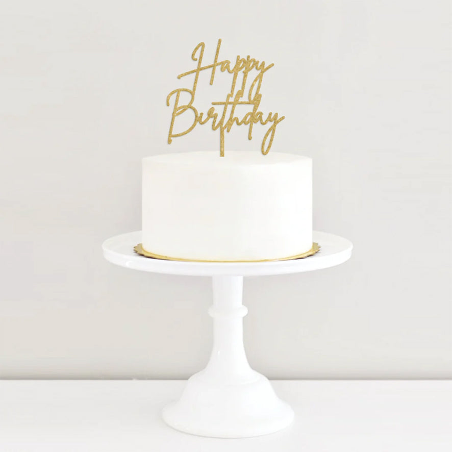 Cake Topper Happy Birthday Dorado