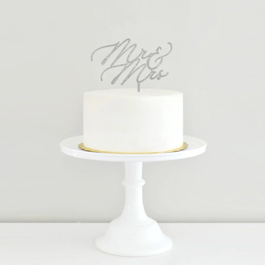Cake Topper Mr & Mrs Plateado