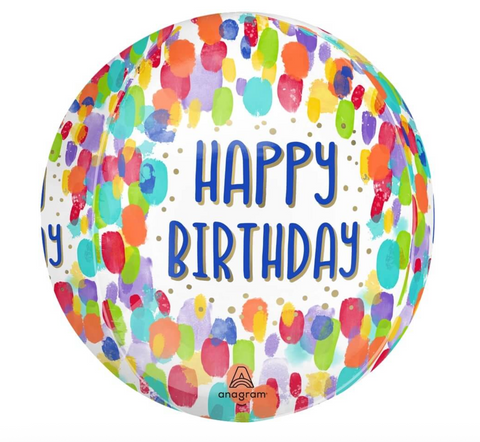 Globo Orbz Happy Birthday Pintado