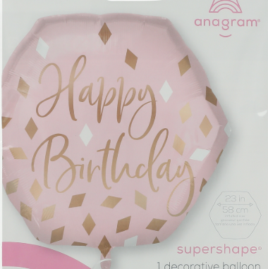 Globo Supershape Happy Birthday Rosa