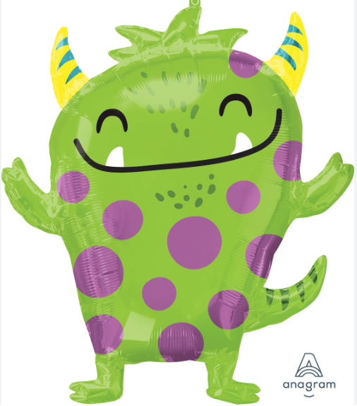 Globo Figura Mounstro Verde puntos morados