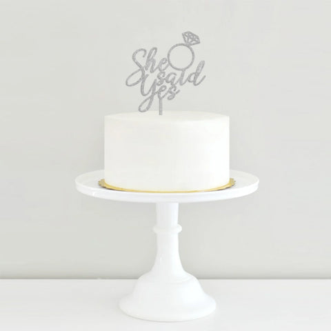 Cake Topper She said yes Plateado