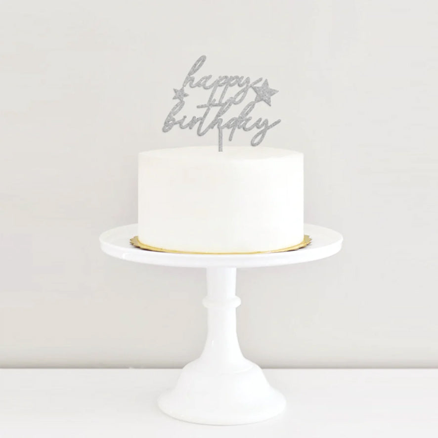 Cake Topper Happy Birthday * Plateado