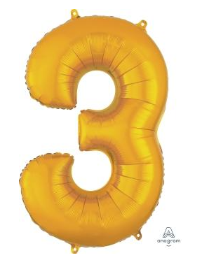 Globo Dorado Metálico Número Jumbo #3