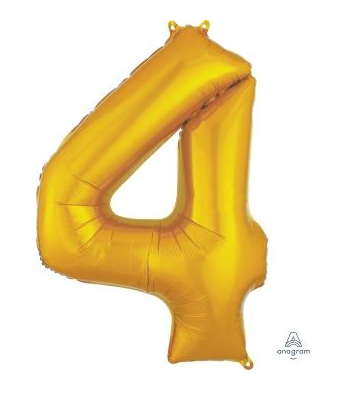 Globo Dorado Metálico Número Jumbo #4