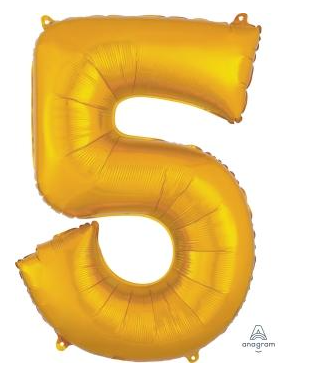 Globo Dorado Metálico Número Jumbo #5