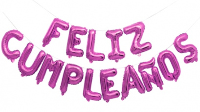Globo Frase Feliz Cumpleaños Fucsia