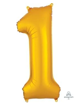 Globo Dorado Metálico Número Jumbo #1