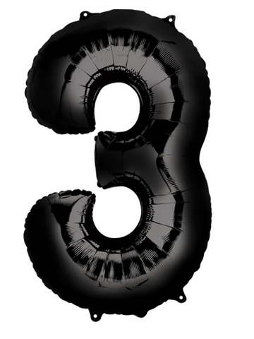 Globo Negro Metálico Número Jumbo #3