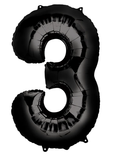 Globo Negro Metálico Número Jumbo #3