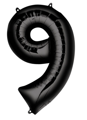 Globo Negro Metálico Número Jumbo #9