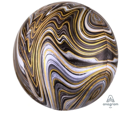 Globo Orbz Metálico Negro Marblez