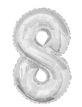 Globo Plateado Metálico Número Jumbo #8