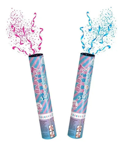 Cañon Bazooka Gender Reveal Confetti Azul