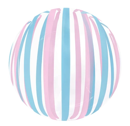 Globo Burbuja Blanca Tiras Rosa y Azul 18"