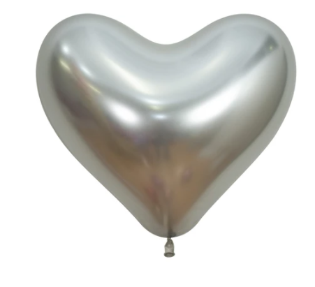 Globo Corazón Reflex Plata 14"