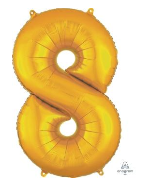 Globo Dorado Metálico Número Jumbo #8