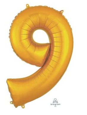 Globo Dorado Metálico Número Jumbo #9