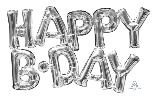 Globo Frase Happy Bday Plateado