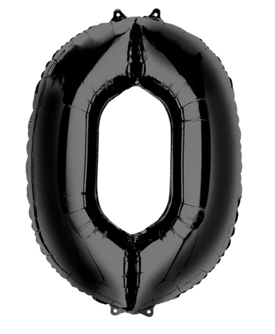 Globo Negro Metálico Número Jumbo #0