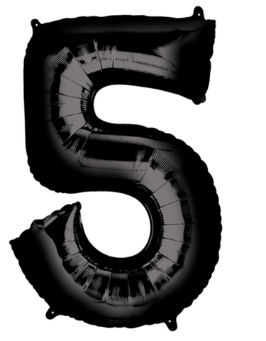 Globo Negro Metálico Número Jumbo #5