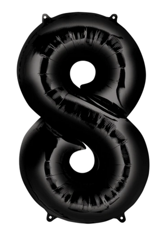 Globo Negro Metálico Número Jumbo #8