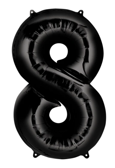 Globo Negro Metálico Número Jumbo #8