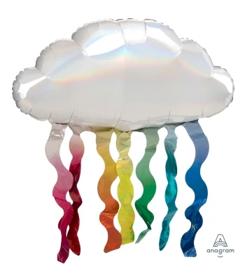 Globo Figura Nube Blanca Serpentina Arcoíris