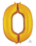 Globo dorado metálico Número Jumbo #0