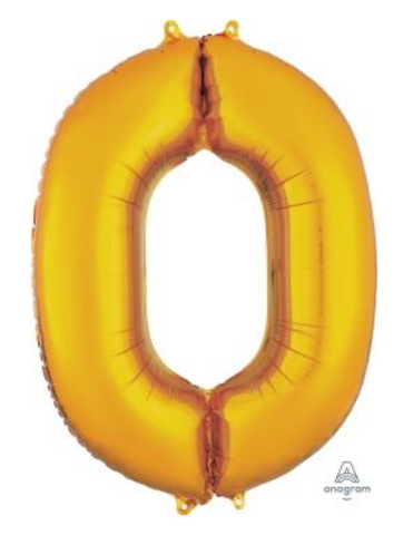 Globo dorado metálico Número Jumbo #0