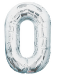 Globo Plateado Metálico Número Jumbo #0