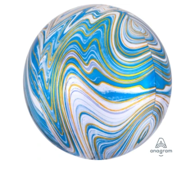 Globo Orbz Marblez azul y blanco