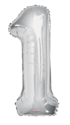 Globo Plateado Metálico Número Jumbo #1