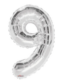 Globo Plateado Metálico Número Jumbo #9