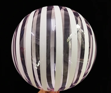Globo Burbuja Crystal Rosa Rayas Blancas 18"